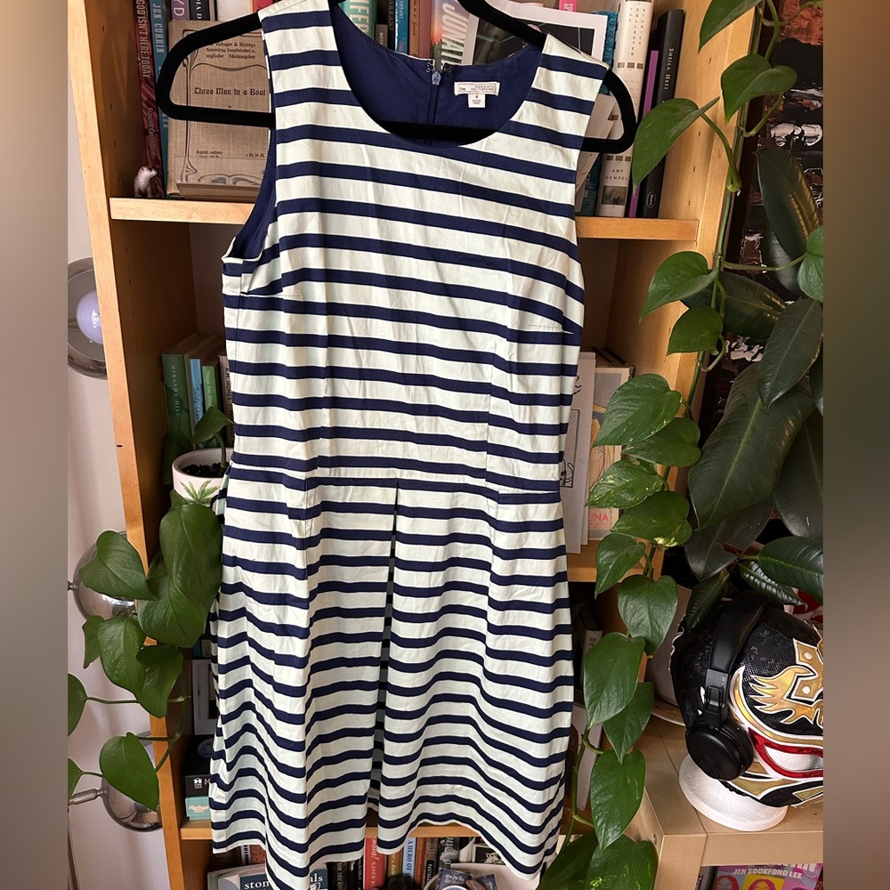 Navy and Mint Striped fit and flare Gap dress